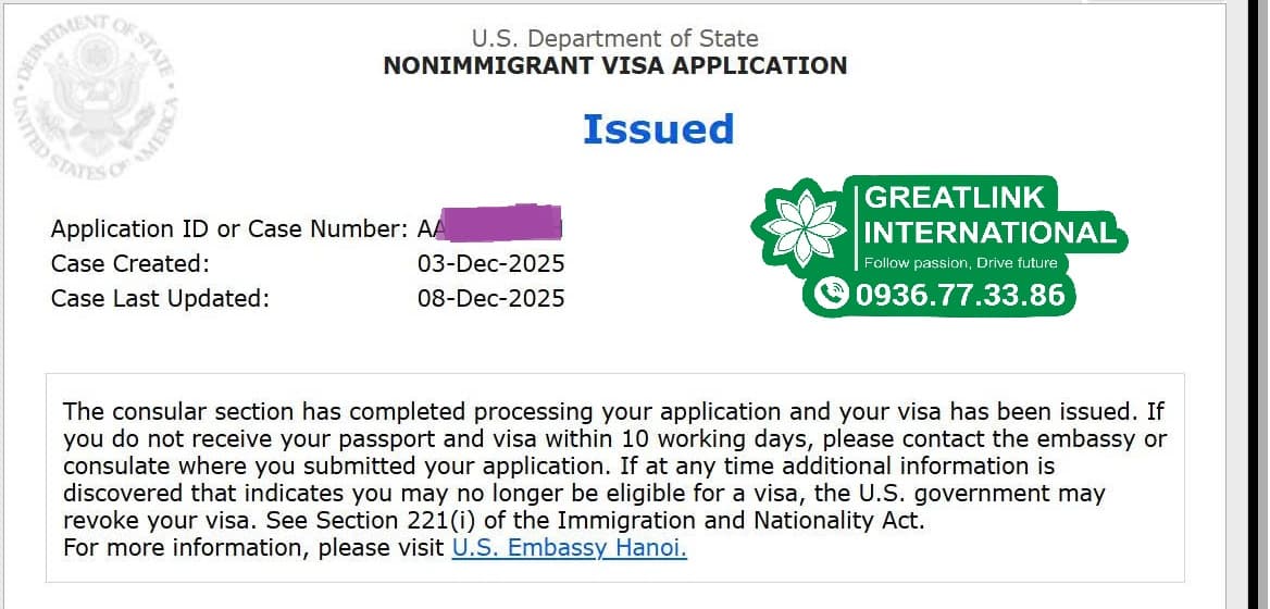 US visa marked “Issued”: another successful application